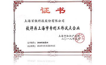 上(shang)海(hai)市(shi)專(zhuan)利(li)工作試點企業(ye)